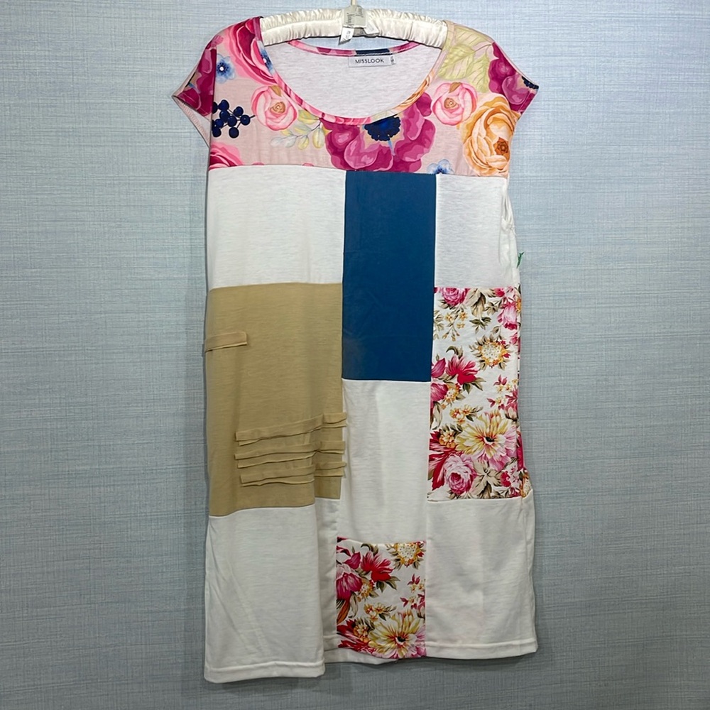 Misslook Patchwork Dress Size Small - image 1